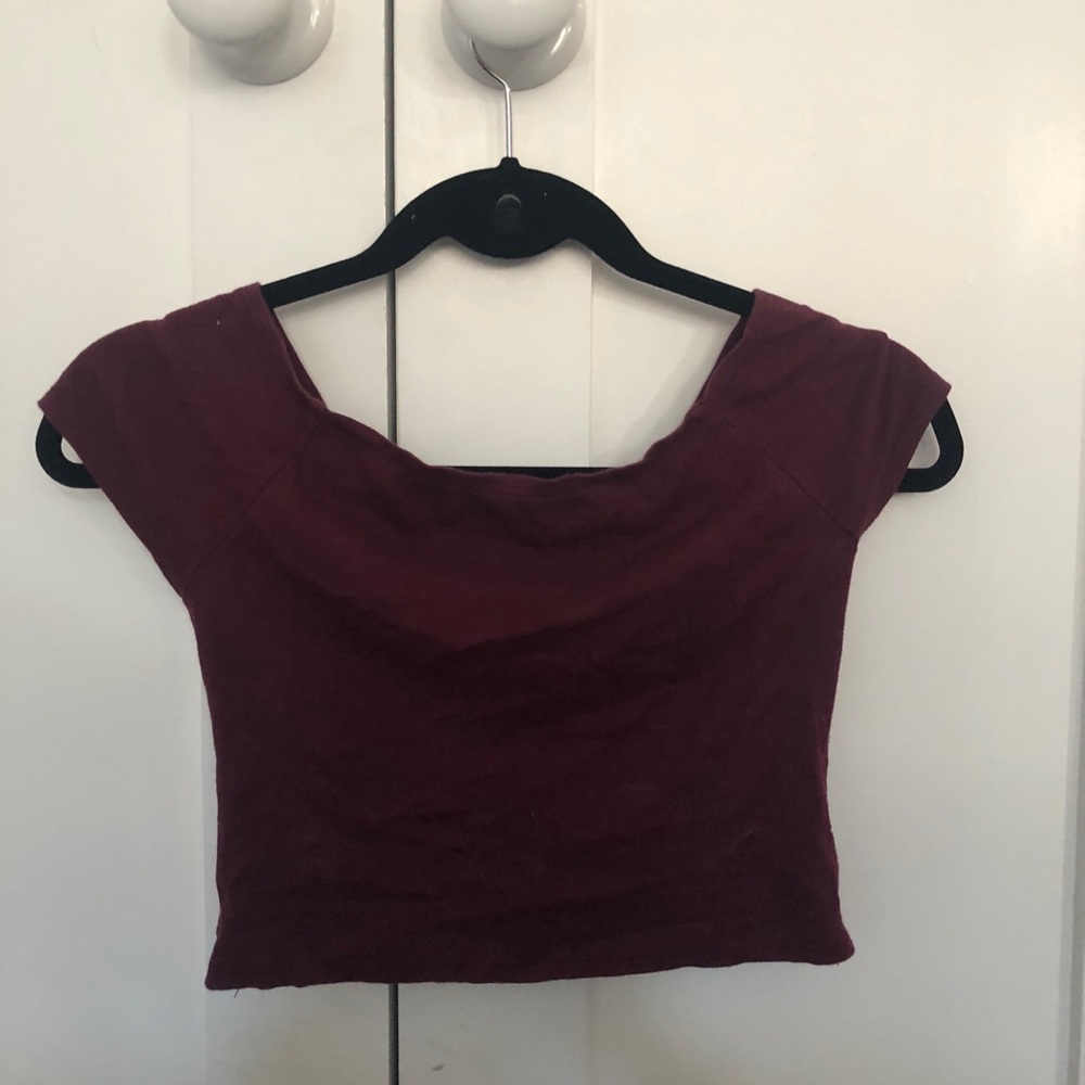 PACSUN MAROON OFF SHOULDER CROP